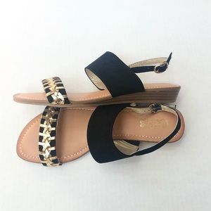 Carlos Black and Gold Sandals Size 6.5